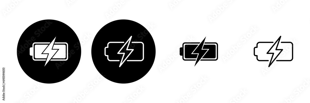 Battery icon set. battery charge level. battery charging icon Battery icon set. battery charge level. battery charging icon