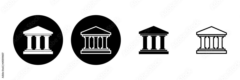 Bank icon set. bank vector icon, museum, university