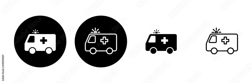 Ambulance icon set. ambulance truck icon vector. ambulance car Ambulance icon set. ambulance truck icon vector. ambulance car