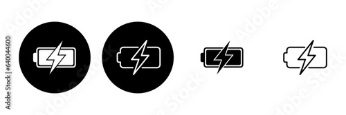 Battery icon set. battery charge level. battery charging icon