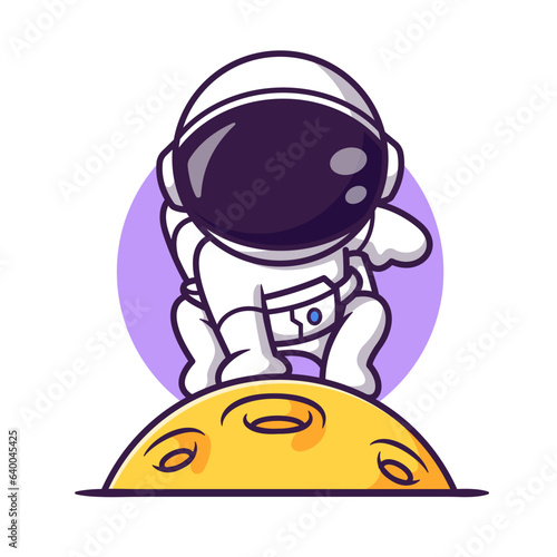 Cute Astronaut Landing On The Moon Cartoon Vector Icon
Illustration. Science Technology Icon Concept Isolated Premium
Vector. Flat Cartoon Style