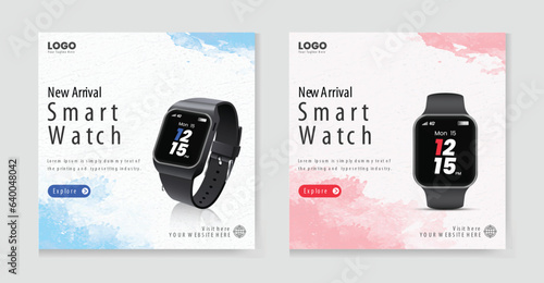 Smart watch Social media post template design. Smart watch product promotion template design.
