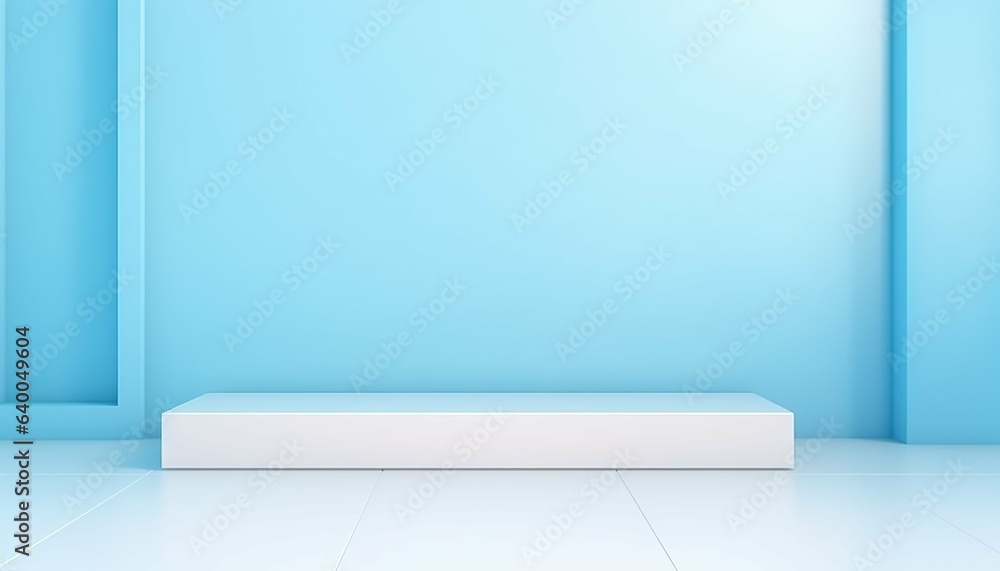 Fototapeta premium Abstract background for corporate product advertising. the light of the sky blue wall