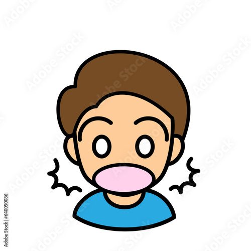 Wallpaper Mural ブログで使えるアイコン　ベクター版　男性03七三分け　驚き顔
 Torontodigital.ca