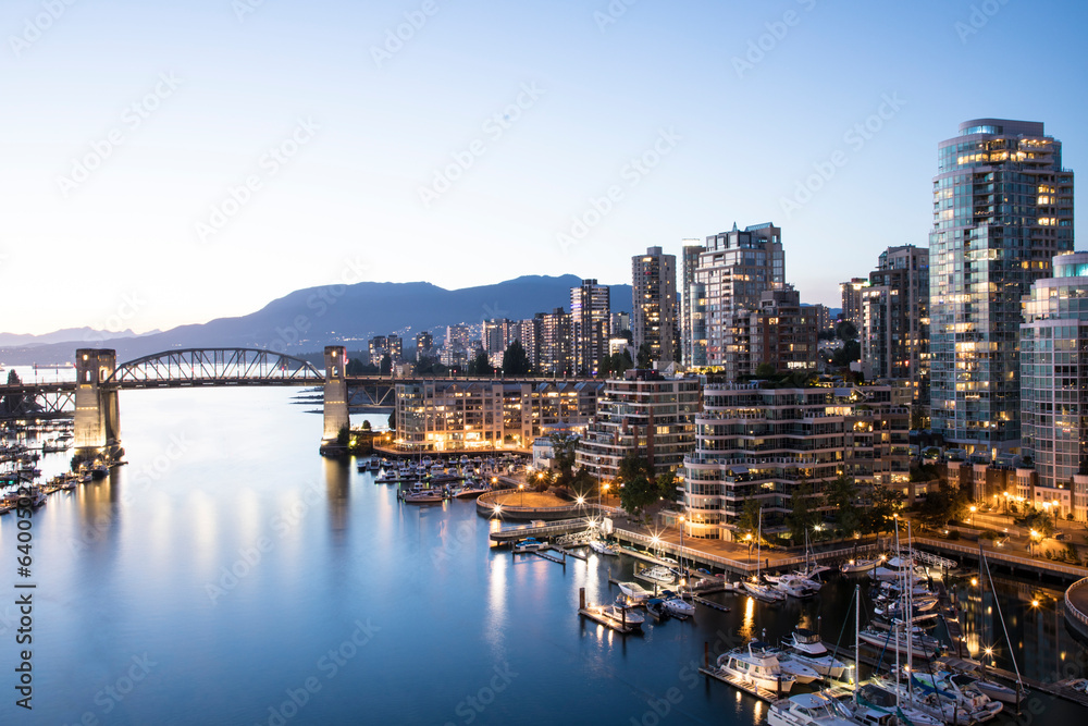 Beautiful view of Vancouver bay in Vancouver, Canada