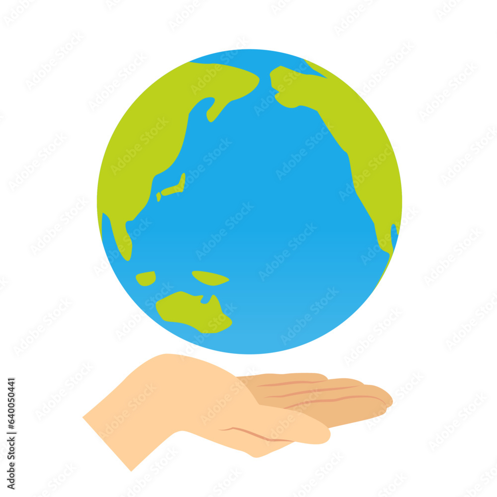手で支える地球_エコロジーイメージ_ベクターイラスト
