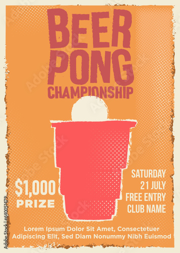 vintage style beer pong tournament poster template illustration
