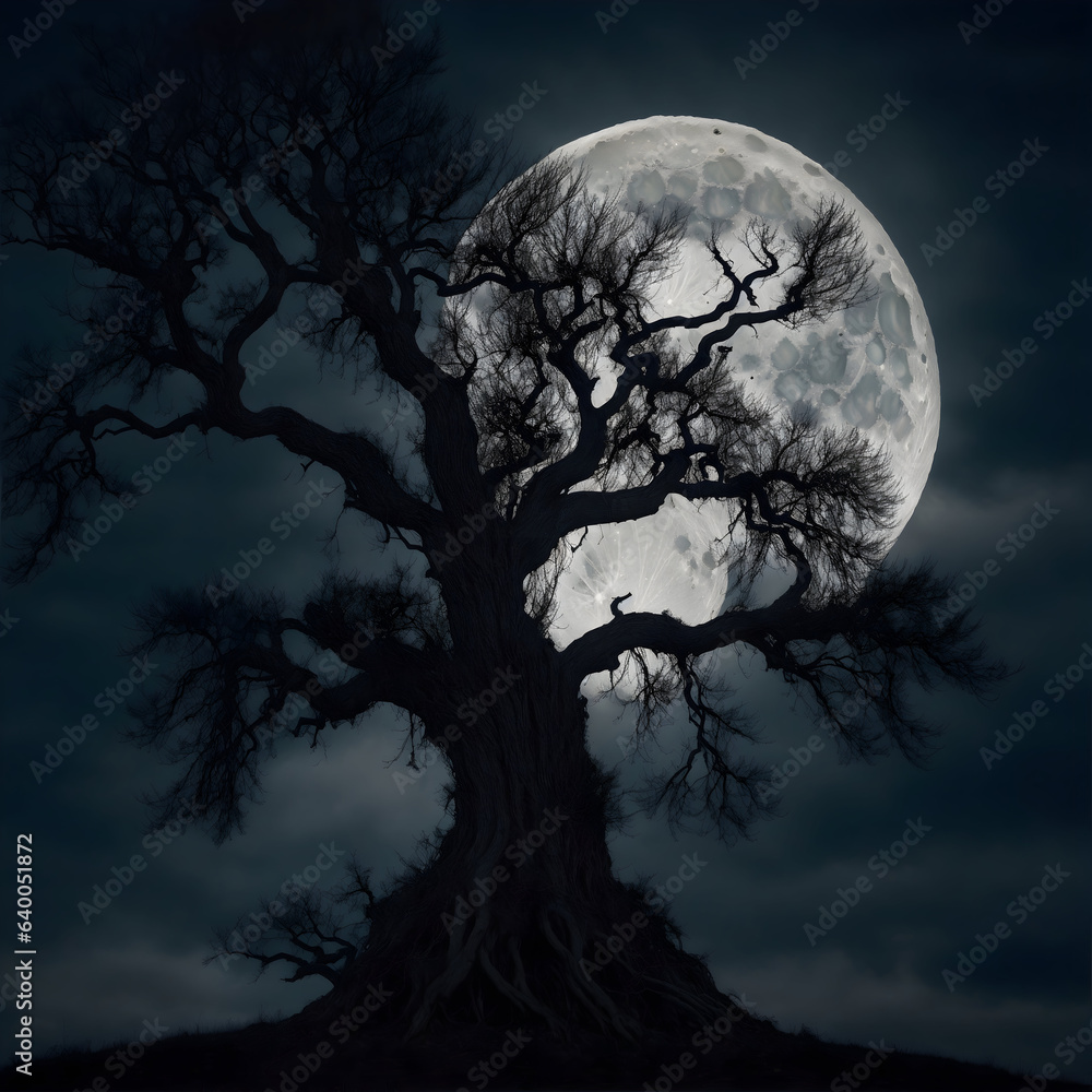 halloween night landscape with moon generative ai halloween night landscape with moon generative ai