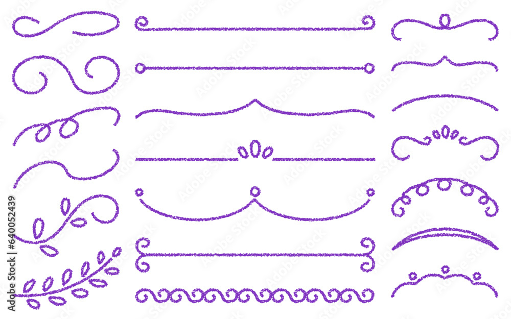 Obraz premium クレヨン素材 手描きの装飾パーツいろいろセット