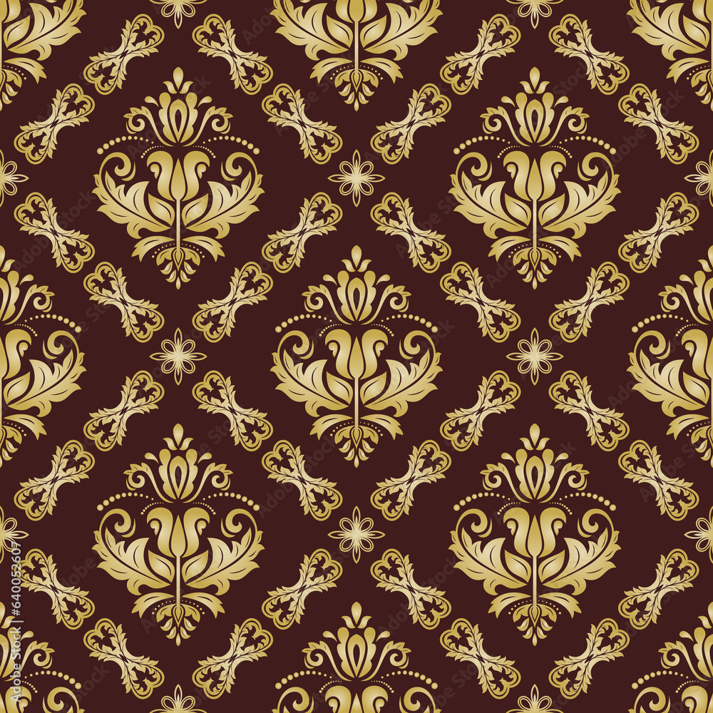 Orient classic golden pattern. Seamless abstract background with vintage elements. Orient brown and golden background. Ornament for wallpapers and packaging Orient classic golden pattern. Seamless abstract background with vintage elements. Orient brown and golden background. Ornament for wallpapers and packaging