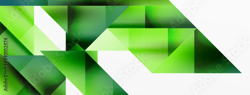Vivid abstraction unfolds. Triangles in seamless harmony, composing dynamic geometric backdrop. Interplay of angles and hues forms captivating tapestry, evoking modernity and artistic allure