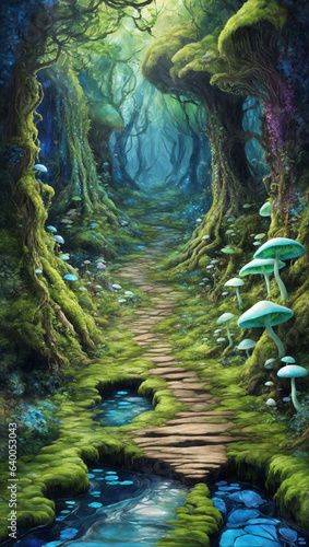 Fantasy Forest Path with Beautiful View