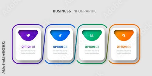 Vector Infographic Label Design Template with Square Icons and 4 Options for Presentation