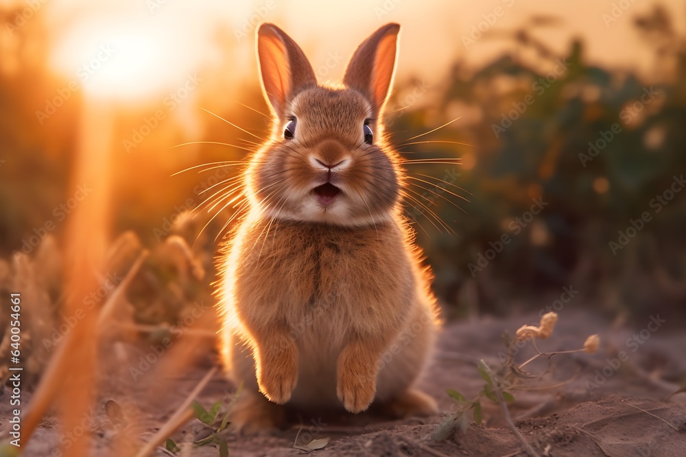 Obraz premium 嬉しそうな表情の兎