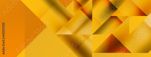 Vivid abstraction unfolds. Triangles in seamless harmony, composing dynamic geometric backdrop. Interplay of angles and hues forms captivating tapestry, evoking modernity and artistic allure