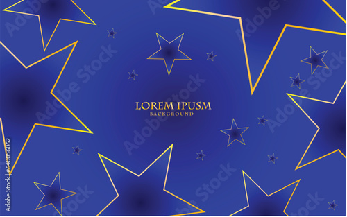 Abstract luxurious golden stars on a blue background, luxury stars with golden pattern background for your design, vector art illustration.