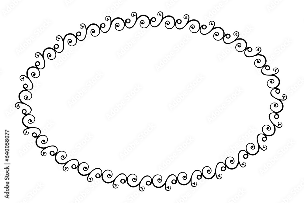 simple seamless vector oval hand draw sketch floral border
