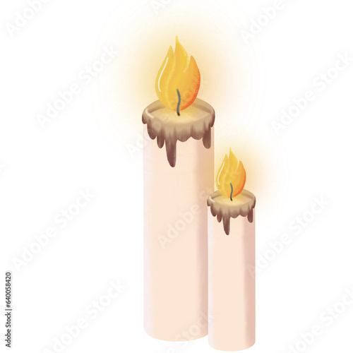 Two wax candles