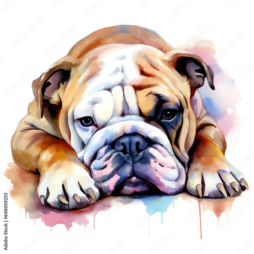 Hand Painted Bulldog Watercolor