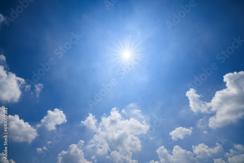 Blue sky and white clouds with sun. sky clouds nature background.