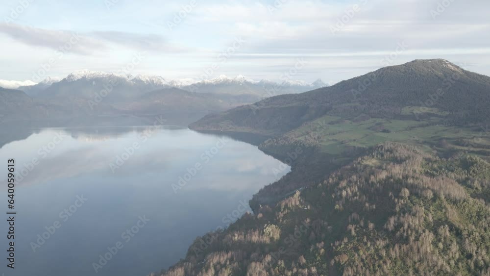 Aerial shot, Maihue lake in south of Chile. Aerial shot, Maihue lake in south of Chile.