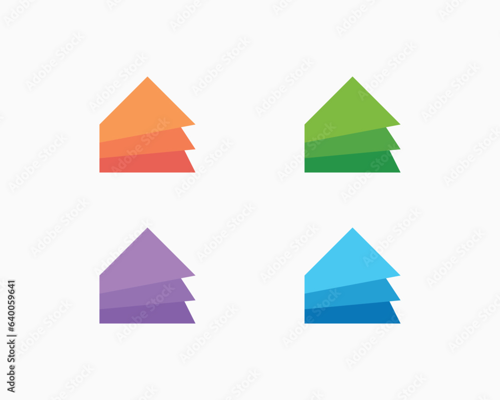 Creative colorful stacked house logo Creative colorful stacked house logo