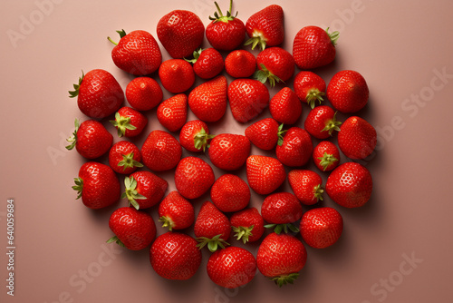 Red half strawberries on circle shaped