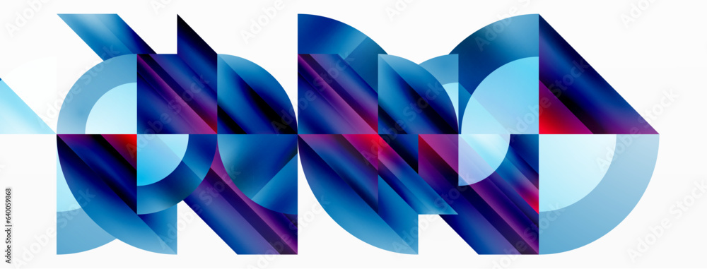 Minimalist background with square-tiled geometric circles, symphony of precise patterns. Interlocking shapes create tranquil yet captivating backdrop, blending modernity and structured elegance