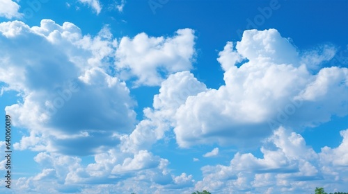 Blue sky background with white clouds. Cumulus white clouds in the blue sky © anamvector