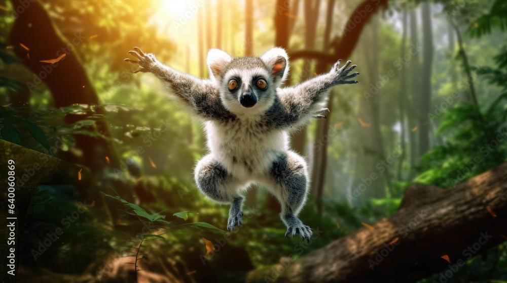 Fototapeta premium lemur on tree