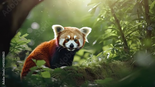 Photography giant panda eating bamboo