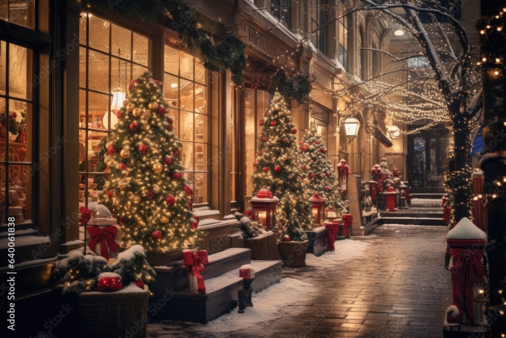 A city beautifully decorated for christmas and the new year holidays