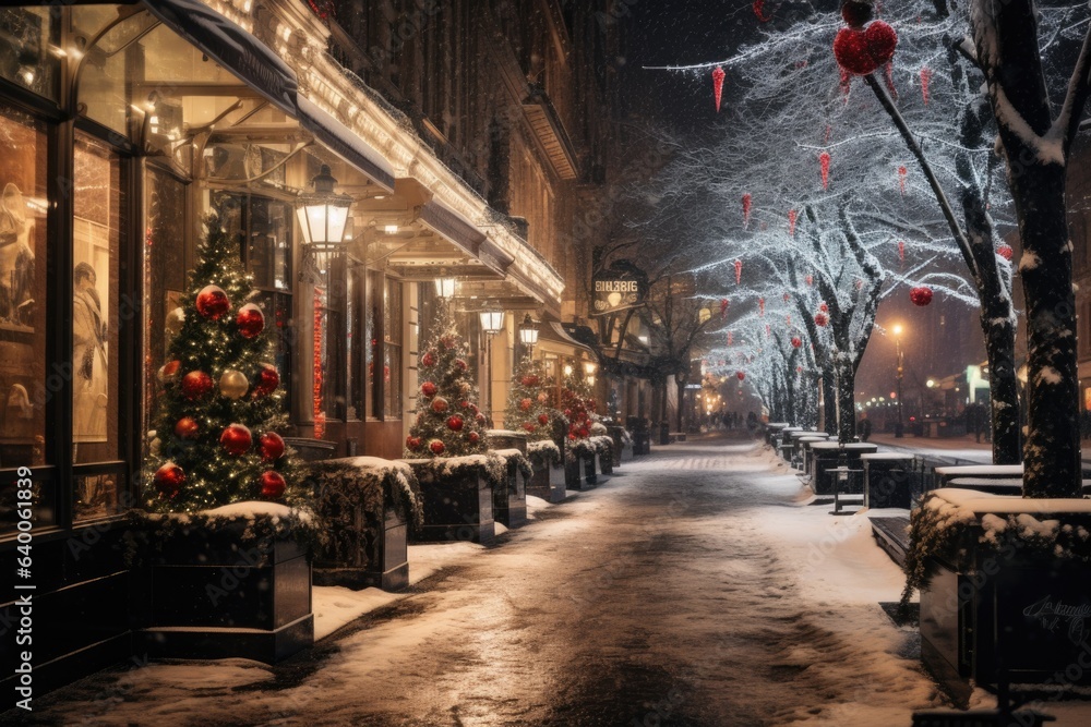 A city beautifully decorated for christmas and the new year holidays