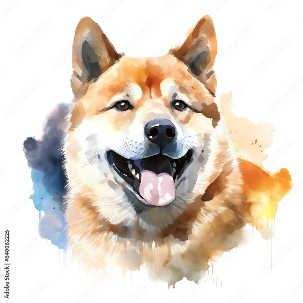 Hand Painted Akita Dog Watercolor