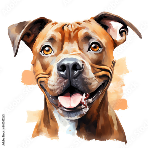 Hand Painted Pitbull Dog Watercolor