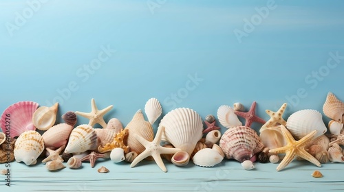 Colorful summer seashells collection 