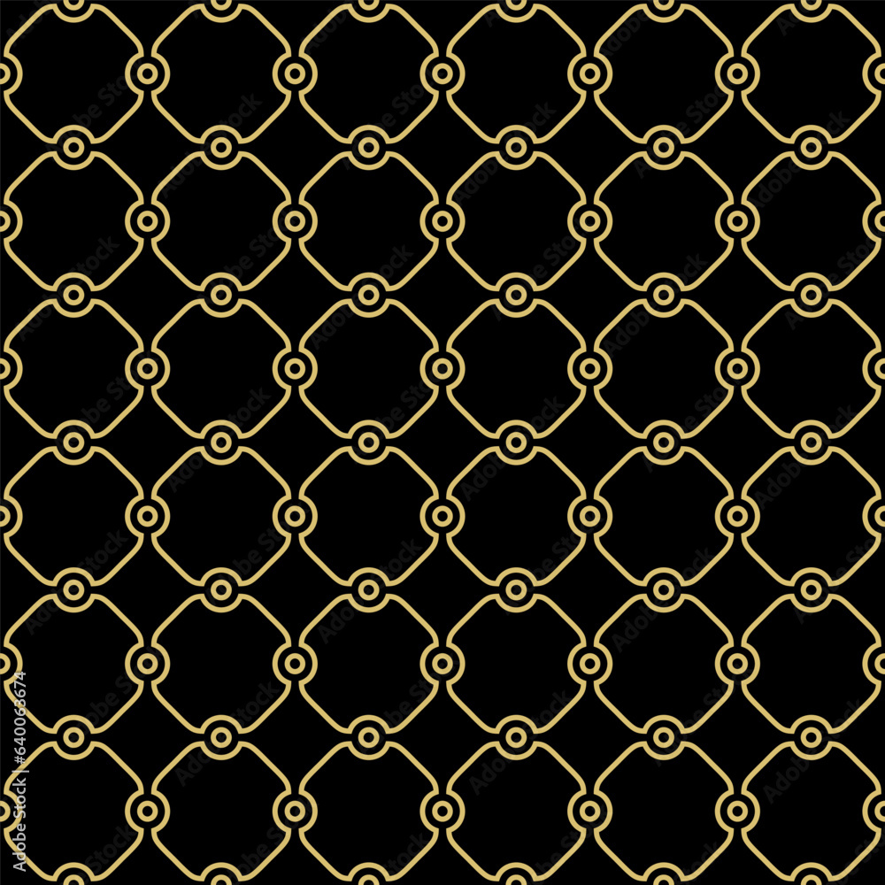Fototapeta premium Seamless vector ornament in arabian style. Geometric abstract background. Grill with blacka and golden pattern for wallpapers and backgrounds