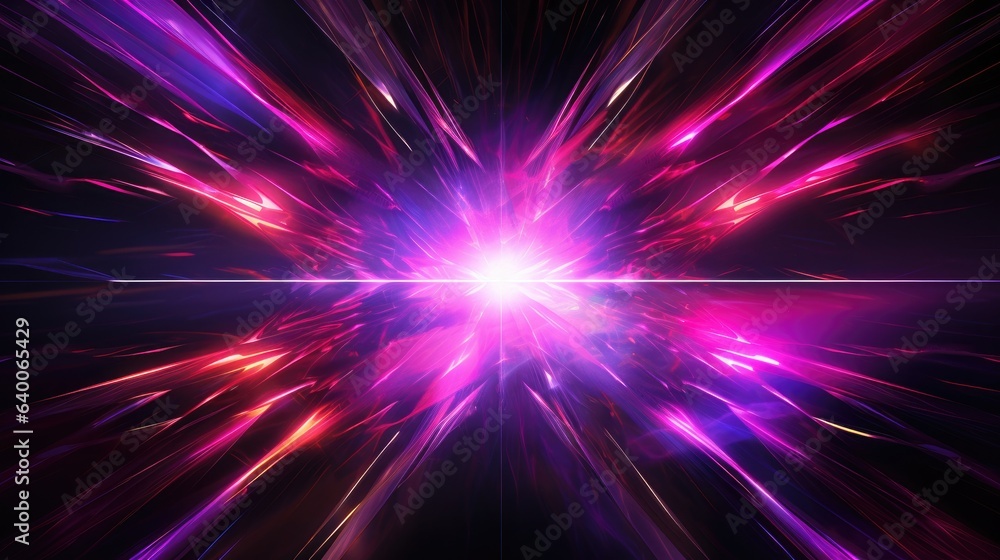 Abstract spectacle with streaks of electric magenta and contrasting shades, crisscrossing and blending in a visually stunning display. The vibrant interplay of these colors creates an exciting - obrazy, fototapety, plakaty 