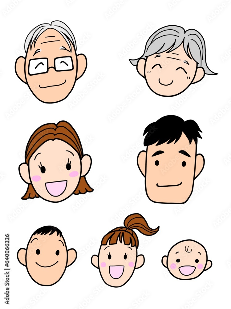 親子三代のイラスト　カラー