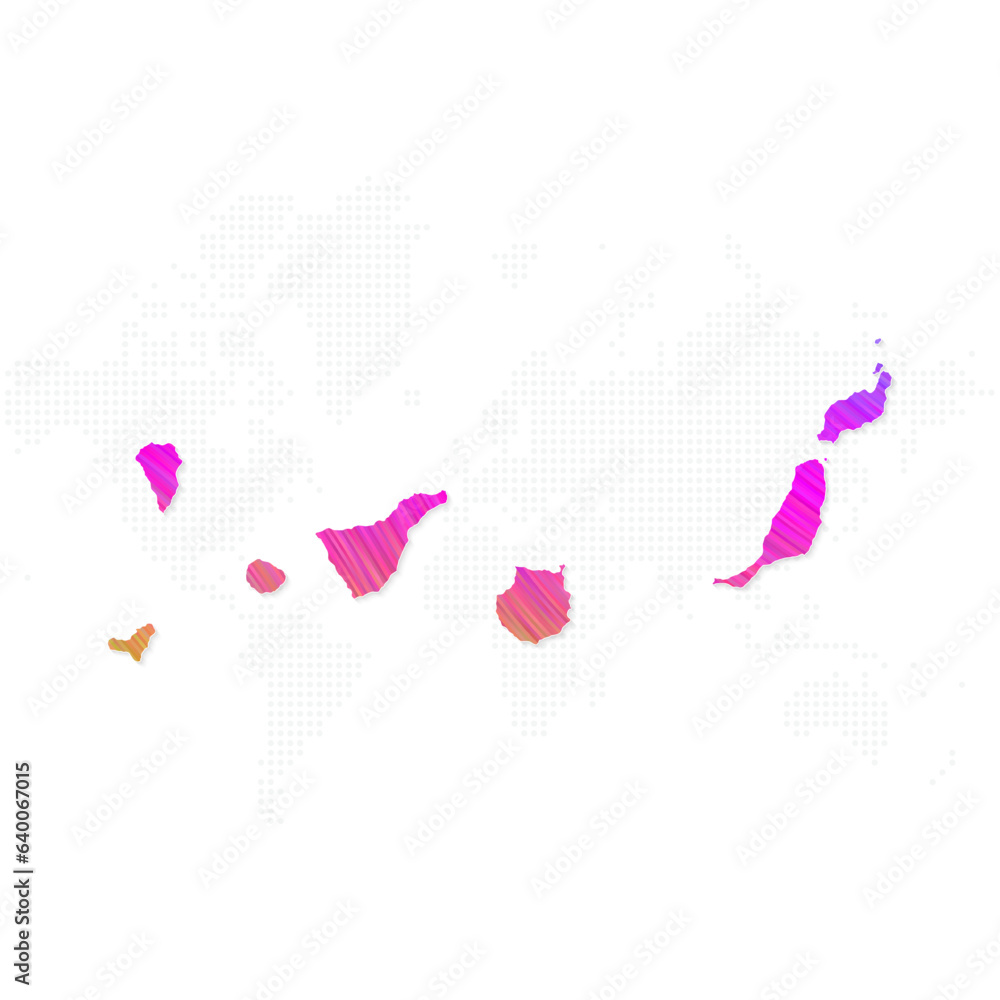 Obraz premium Canary Islands map in colorful halftone gradients. Future geometric patterns of lines abstract on white background. Vector illustration EPS10