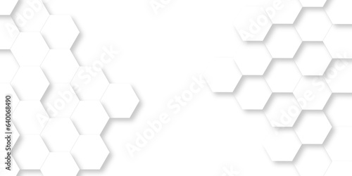 Fototapeta Naklejka Na Ścianę i Meble -  Seamless background with White Hexagonal Background. Luxury White Pattern. Vector Illustration. 3D Futuristic abstract honeycomb mosaic white background. geometric mesh cell texture.