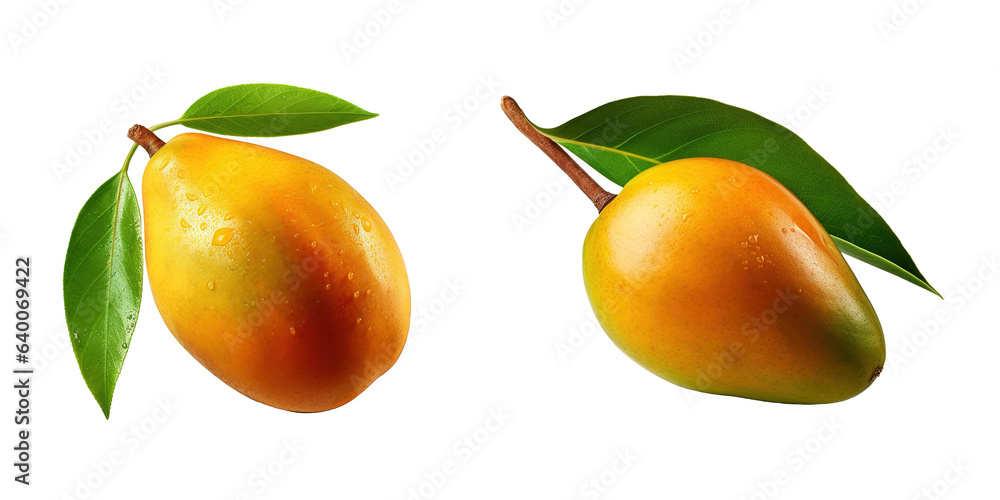Set of mango fruit isolated on transparent background Generative AI Set of mango fruit isolated on transparent background Generative AI