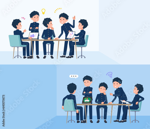 脳内会議をする学ラン男子学生のセット