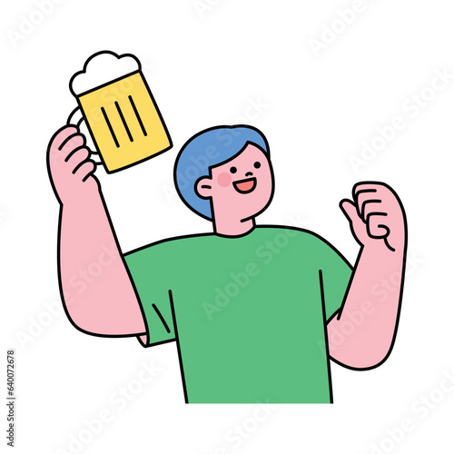 Festival. A man is having fun drinking beer and enjoying the festival.