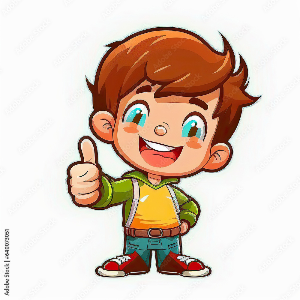 ai generated Illustration happy boy with thumb's up ai generated Illustration happy boy with thumb's up