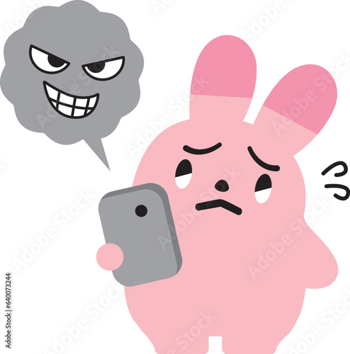 スマホで詐欺に会ったことに気づいて困ってるうさぎ