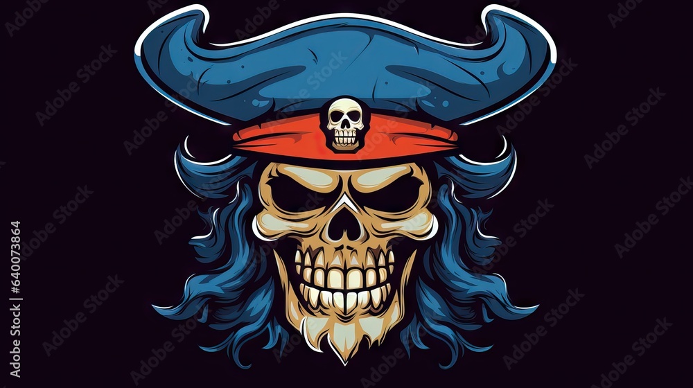 Fototapeta premium a classic pirate skull and crossbones, symbolizing rebellion, danger, and the free spirit of the high seas. This striking design captures the essence of adventure and power. Generative AI