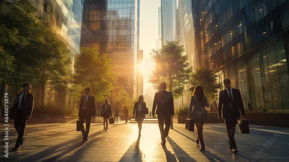 Business people walking in the city, generative ai
