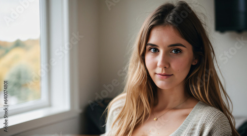 RAW photo of a 24 year old Welsh woman with casual clothes and messy hair