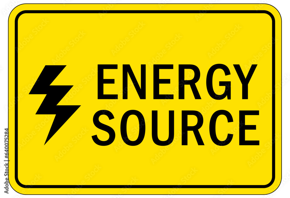 Fototapeta premium Multiple power source electrical warning sign and labels energy source
